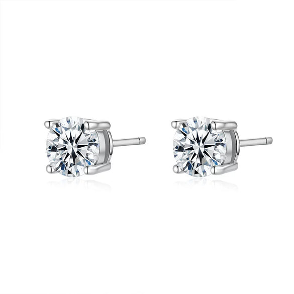 Wholesale 925 Silver Women's Fourclaw Rhombus Moissanite Earrings With Diamond Treatment