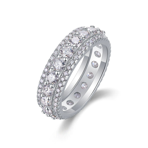 Wholesale 925 Silver Women's Geometric Moissanite Ring With Diamonds