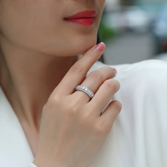 Wholesale 925 Silver Women's Geometric Moissanite Ring With Diamonds