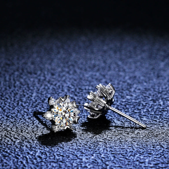 Wholesale 925 Silver Women's Geometric Snowflake Earrings Simple Style