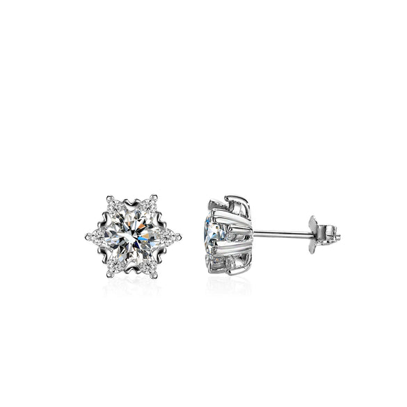 Wholesale 925 Silver Women's Geometric Snowflake Earrings Simple Style