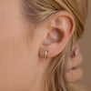Wholesale Silver Women's Polygonal Geometric Single Circle Hoop Small Earrings With Zircon Inlay Electroplated