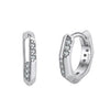 Wholesale Silver Women's Polygonal Geometric Single Circle Hoop Small Earrings With Zircon Inlay Electroplated