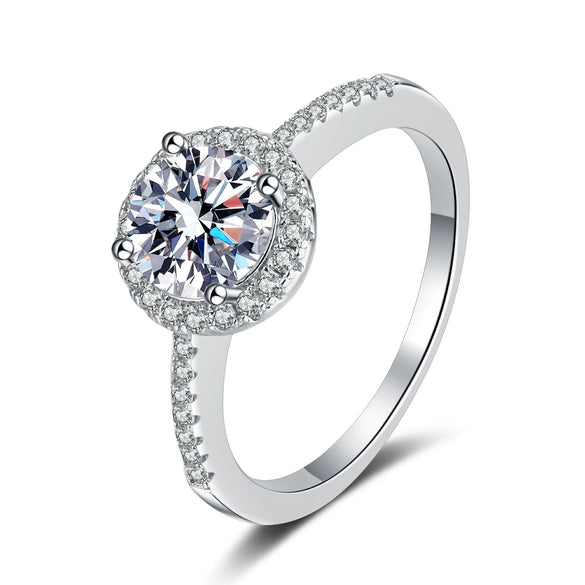 Wholesale 925 Silver Women's Ring With Microinlaid Moissanite And Flower Design Electroplated