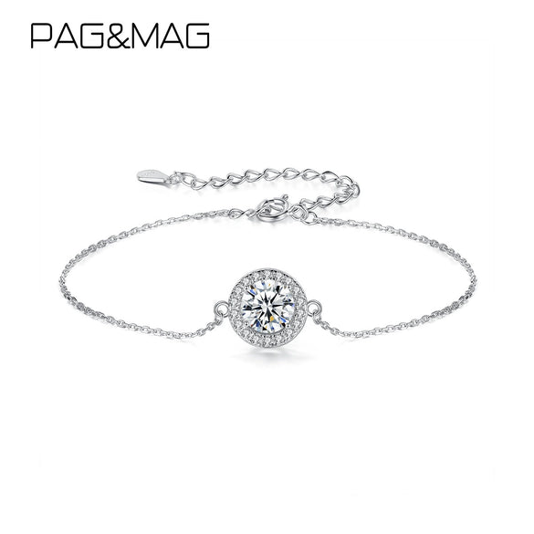 Wholesale 925 Silver Women's Simple Geometry Mosan Diamond Bracelet