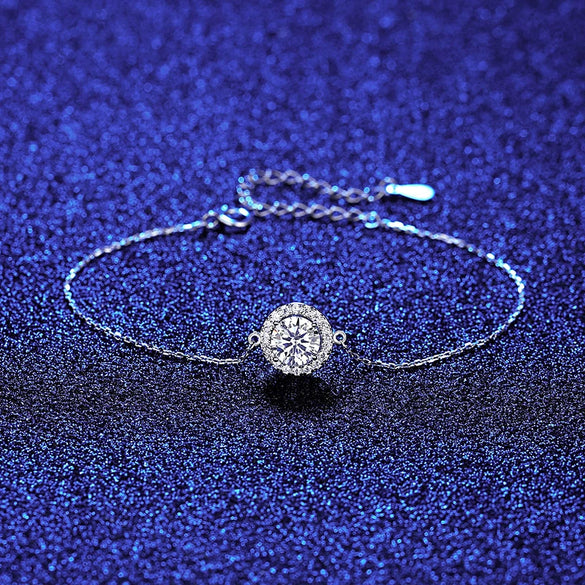 Wholesale 925 Silver Women's Simple Geometry Mosan Diamond Bracelet