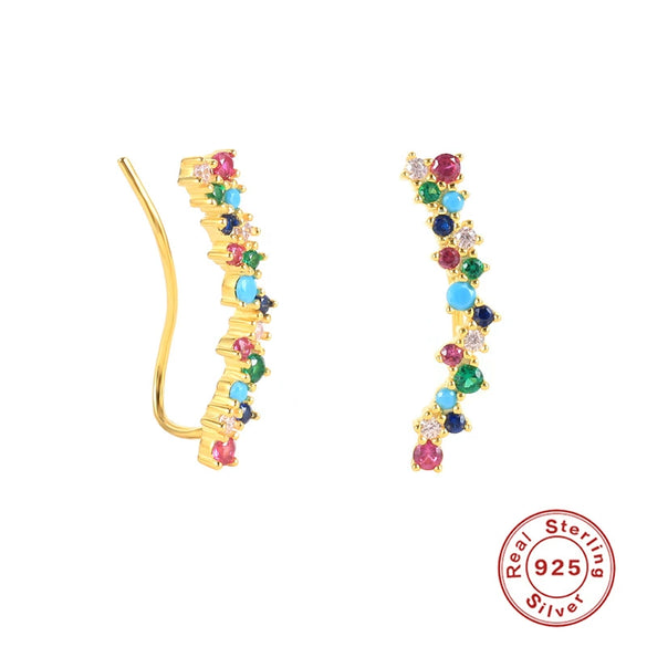 Wholesale Silver Zircon Ear Row Ear Arc Earrings With Ear Hooks In Geometric Style For Women