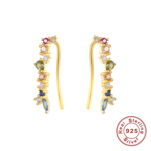Wholesale Silver Zircon Ear Row Ear Arc Earrings With Ear Hooks In Geometric Style For Women