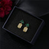 Wholesale Silver Zircon Fruit Pineapple Earrings Electroplated For Women Natural Style