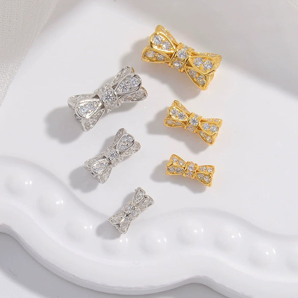 Wholesale 925 Silver Zirconium Small Waist Perforated Bead Bucket Bead Bracelet Necklace Accessories