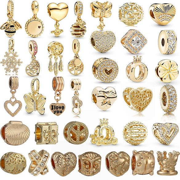 Wholesale Silverplated Metal Pendant Beads With Golden Bees And Totem Pattern Electroplated Diy Pendant Accessories
