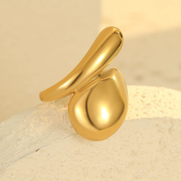 Wholesale Simple Adjustable Crossopening Stainless Steel Geometric Ring For Women With Electroplating Jewelry