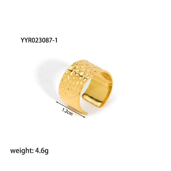 Wholesale Simple Adjustable Open Stainless Steel Ring For Women 18K Gold Plated With Vacuum Real Gold Electroplating In Pvd Furnace