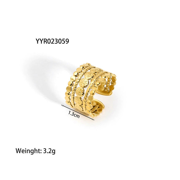 Wholesale Simple Adjustable Open Stainless Steel Ring For Women 18K Gold Plated With Vacuum Real Gold Electroplating In Pvd Furnace
