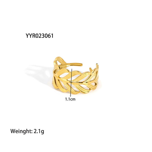 Wholesale Simple Adjustable Open Stainless Steel Ring For Women 18K Gold Plated With Vacuum Real Gold Electroplating In Pvd Furnace
