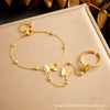 Wholesale Simple All Match Stainless Steel Butterfly Bow Patterned Opening Ring Bracelet For Women With Electroplating