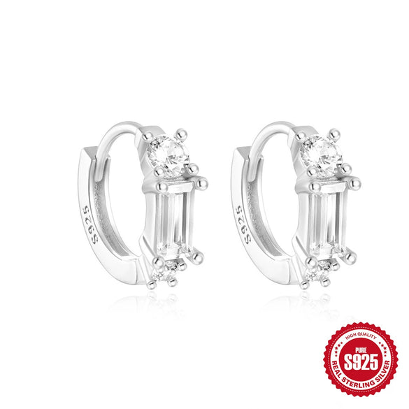 Wholesale Simple Allmatch S925 Sterling Silver Widesided Multisided Irregular Dropshaped Earrings With Geometric Pattern And Zirconia Design