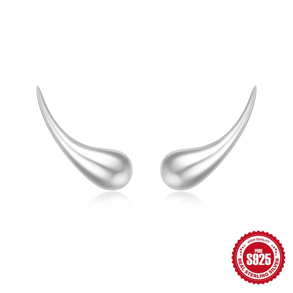 Wholesale Simple Allmatch S925 Sterling Silver Widesided Multisided Irregular Dropshaped Earrings With Geometric Pattern And Zirconia Design