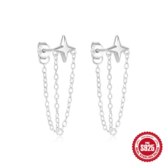 Wholesale Simple Allmatch S925 Sterling Silver Widesided Multisided Irregular Dropshaped Earrings With Geometric Pattern And Zirconia Design
