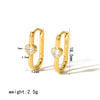 Wholesale Simple Allmatch Stainless Steel Geometric Ushaped Electroplated Inlaid Zircon Earrings For Women