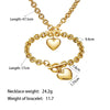 Wholesale Simple And Popular Ot Buckle Glossy Titanium Steel Heart Pendant Necklace With Love Water Drops Bells Pattern Electroplated For Women