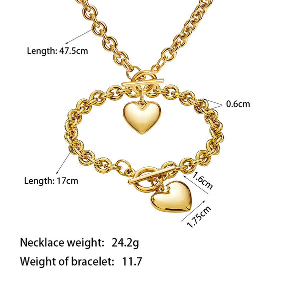 Wholesale Simple And Popular Ot Buckle Glossy Titanium Steel Heart Pendant Necklace With Love Water Drops Bells Pattern Electroplated For Women