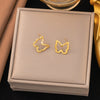 Wholesale Simple Animal Zodiac Hollow Butterfly Pendant O Word Chain Titanium Steel Electroplated Necklace For Girls