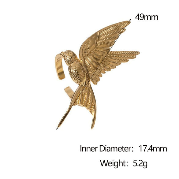 Wholesale Simple Animal Zodiac Pattern Electroplated Stainless Steel Open Ring For Women
