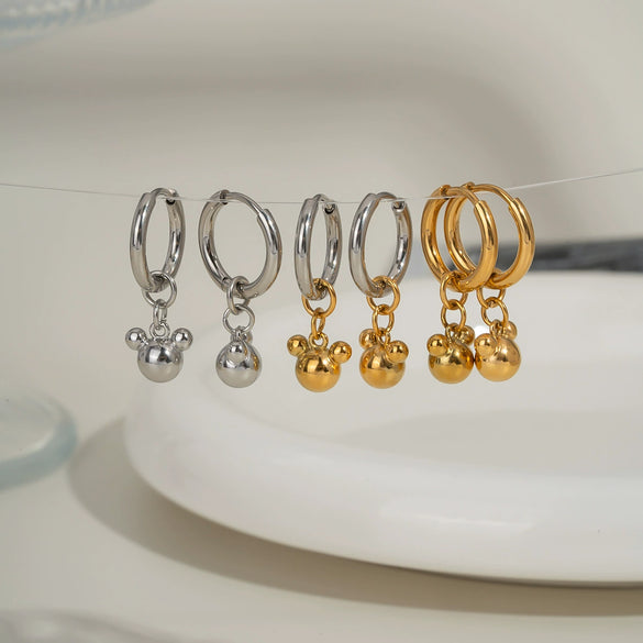 Wholesale Simple Ball Earrings For Women Stainless Steel Geometric Style Pvd Vacuum Real Gold Plated Waterproof Nonfading
