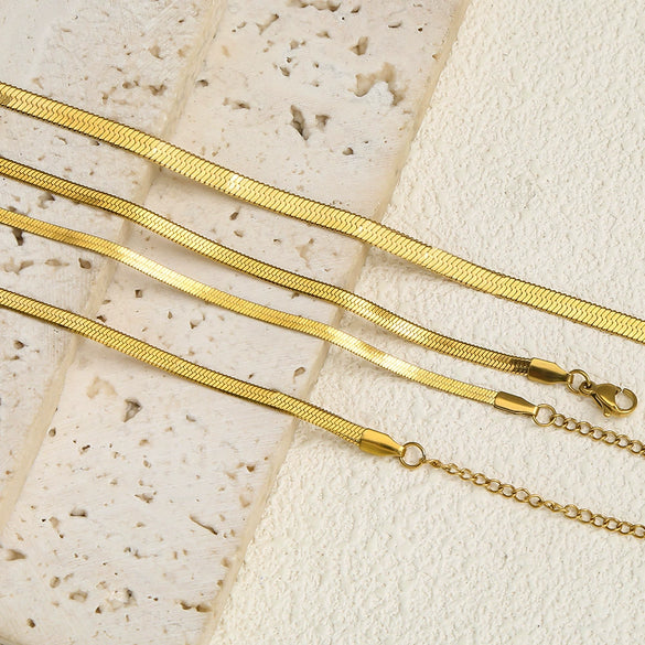 Wholesale Simple Blade Chain Necklace With Geometric Design For Ladies Stainless Steel Jewelry With Electroplating