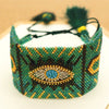 Wholesale Simple Bohemian Handmade Woven Women's Wide Bracelet With Miyuki Rice Beads Glass And Colored Glaze Geometric Eyes Tassel