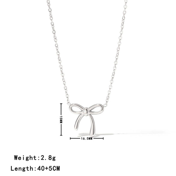 Wholesale Simple Bow Pattern Titanium Steel Electroplated Women's Pendant Necklace