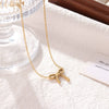Wholesale Simple Bow Pattern Titanium Steel Electroplated Women's Pendant Necklace