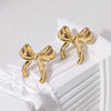 Wholesale Simple Bow Stainless Steel Earrings 18K Gold Plated