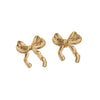 Wholesale Simple Bow Stainless Steel Earrings 18K Gold Plated