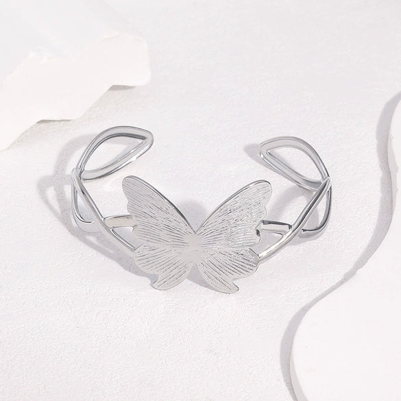 Wholesale Simple Butterfly Design Electroplated Stainless Steel Bracelet For Women