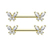 Wholesale Simple Butterfly Shaped Stainless Steel Breast Ring With Zircon