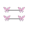 Wholesale Simple Butterfly Shaped Stainless Steel Breast Ring With Zircon