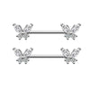 Wholesale Simple Butterfly Shaped Stainless Steel Breast Ring With Zircon