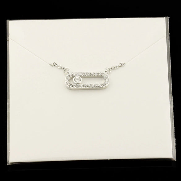 Wholesale Simple Charming Unisex Zircon Necklace With Geometric Design Copper Snake Bone Chain Three Color Optional