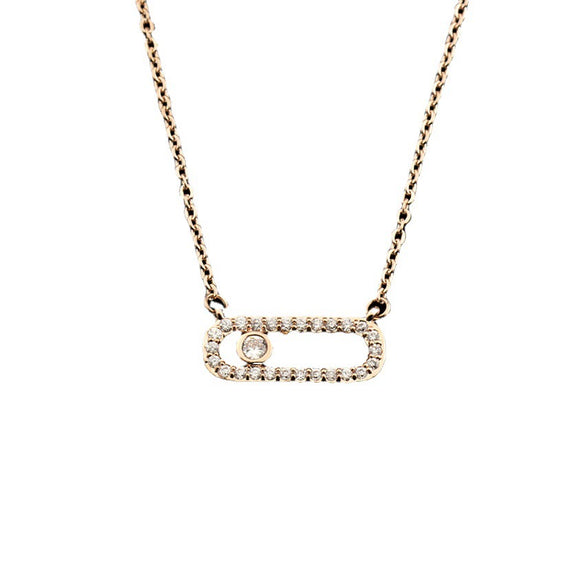 Wholesale Simple Charming Unisex Zircon Necklace With Geometric Design Copper Snake Bone Chain Three Color Optional