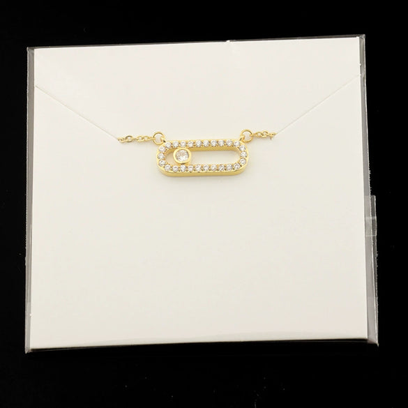 Wholesale Simple Charming Unisex Zircon Necklace With Geometric Design Copper Snake Bone Chain Three Color Optional