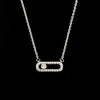 Wholesale Simple Charming Unisex Zircon Necklace With Geometric Design Copper Snake Bone Chain Three Color Optional