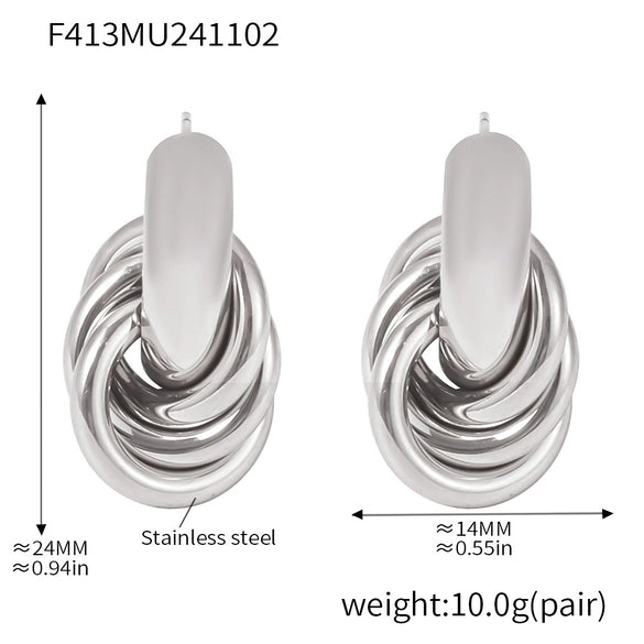 Wholesale Simple Circle Line Winding Earrings In Niche Design Made Of Stainless Steel With 18K Gold Plated Electroplating And Geometric Styling