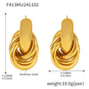 Wholesale Simple Circle Line Winding Earrings In Niche Design Made Of Stainless Steel With 18K Gold Plated Electroplating And Geometric Styling