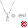 Wholesale Simple Classic S925 Sterling Silver Fourclaw Inlaid Zircon Earrings And Necklace Set With O Word Chain And Electroplating Design
