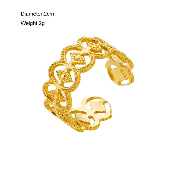 Wholesale Simple Cold Style Open Adjustable Titanium Steel Geometric Line Ring With Electroplating