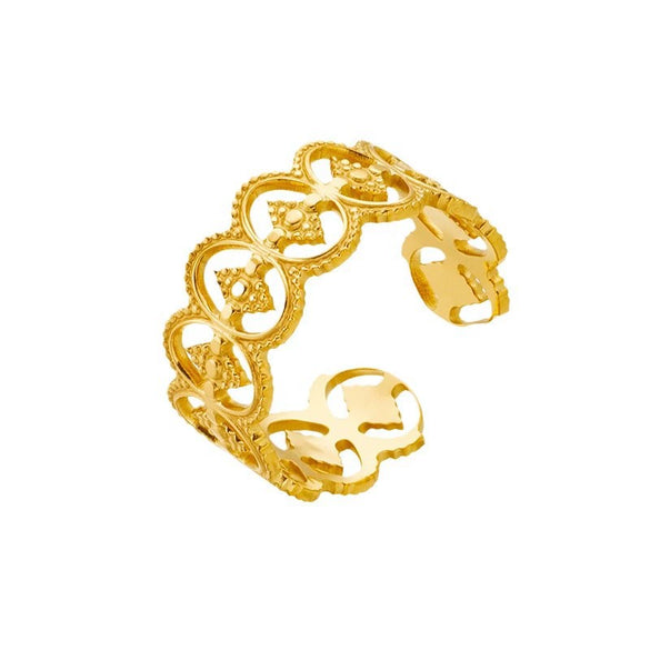 Wholesale Simple Cold Style Open Adjustable Titanium Steel Geometric Line Ring With Electroplating