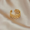 Wholesale Simple Cold Style Open Adjustable Titanium Steel Geometric Line Ring With Electroplating