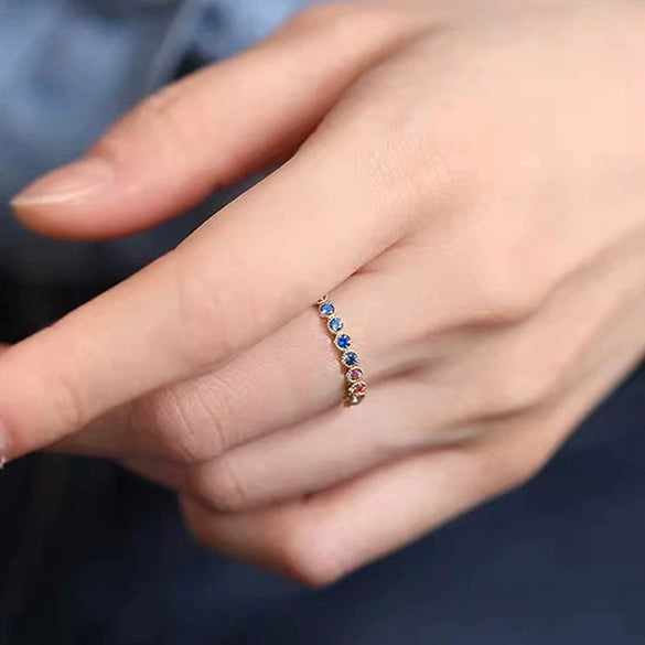 Wholesale Simple Colorful Geometric Copper Ring Inlaid Zircon For Women